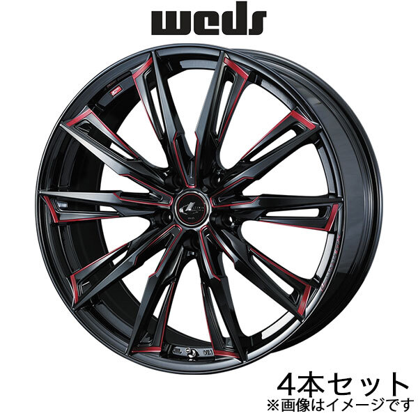 レオニスGX SAI 10系 18インチ アルミホイール 4本 ブラック/SCマシニング[レッド] 0039378 WEDS LEONIS GX