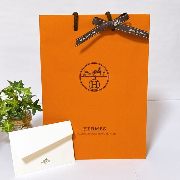 エルメス 「HERMES」ショッパー ミニ封筒付き (4054) 正規品 付属品 ショップ袋 ブランド紙袋 財布箱サイズ 21×28.5×8.5cm 折らずに配送