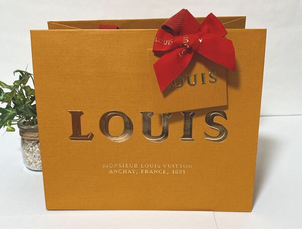 ルイヴィトン「LOUIS VUITTON」限定ショッパーとメッセージカード (4586) 正規品 付属品 ショップ袋 ブランド紙袋 長財布サイズ 折らずに送