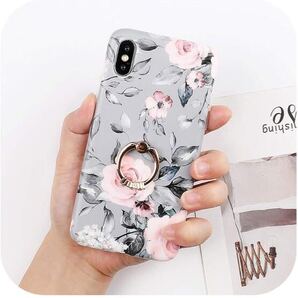 a459 iphoneXS max用ケース ソフト-With Finger Ring1-For iPhone XS Max 美しい牡丹 フィンガーリング付