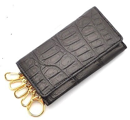 【物価高応援タイムセール】【送料込み】【期間限定】【新品】【税込み】本クロコダイル☆日本製☆5連キーフック☆マルチキーケース 艶無