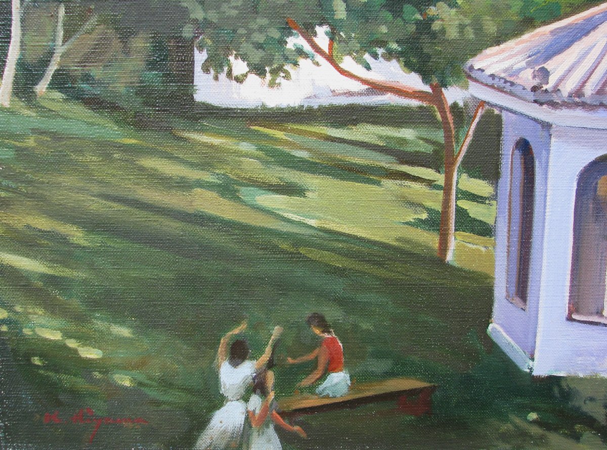 スペインの光と影,檜山健三「小鳥小舎と白い家」10号油彩,