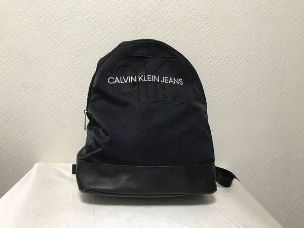 本物カルバンクラインジーンズCK CalvinKlein JEANSナイロンロゴ刺繍リュックサックバッグバックメンズレディースサーフドレス黒ブラック