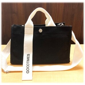 レディース キャンバストートバッグ クロスボディバッグ 黒