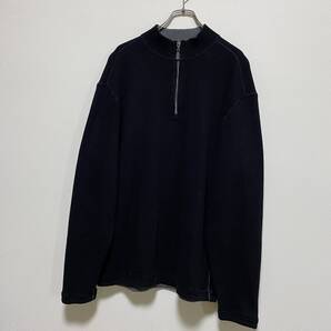 アメリカ古着 ニット ハーフジップ スウェット US古着 無地 ブラック コットン 【W180】