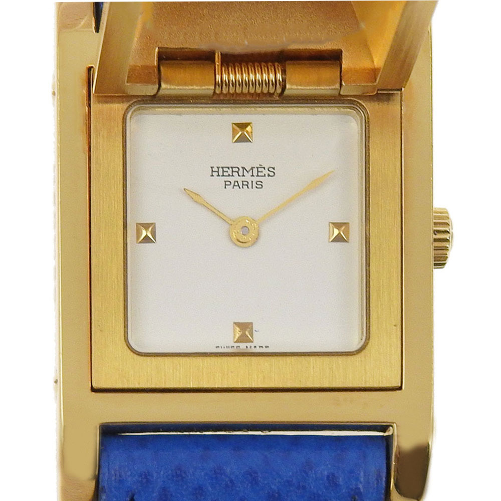 HERMES】エルメス メドール 金メッキ×レザー 赤/ゴールド 〇Y