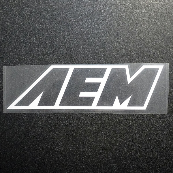 新品・未使用☆AEM カッティングステッカー ホワイト 1枚 縦56mm×横200mm |ロゴ|デカール|切り文字|切文字|新品|送料無料|匿名配送