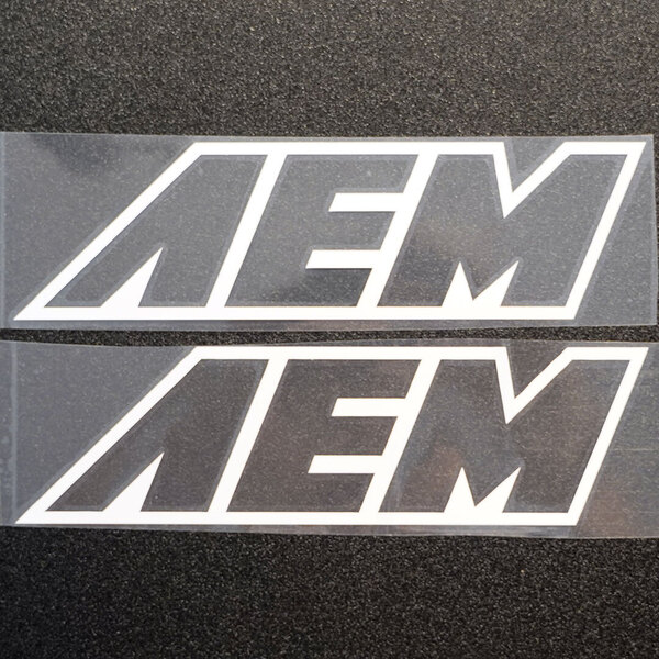 新品・未使用☆AEM カッティングステッカー ホワイト 2枚 縦56mm×横200mm |ロゴ|デカール|切り文字|切文字|新品|送料無料|匿名配送