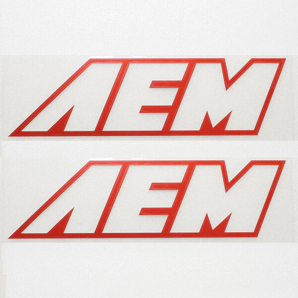 新品・未使用☆AEM カッティングステッカー レッド 2枚 縦56mm×横200mm |ロゴ|デカール|切り文字|切文字|新品|送料無料|匿名配送