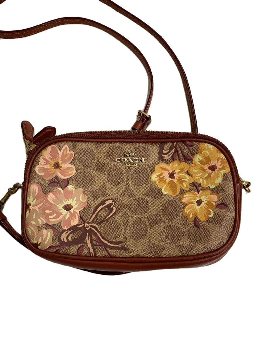 COACH◆ショルダーバッグ_シグネチャー_花柄/PVC/KHK/花柄