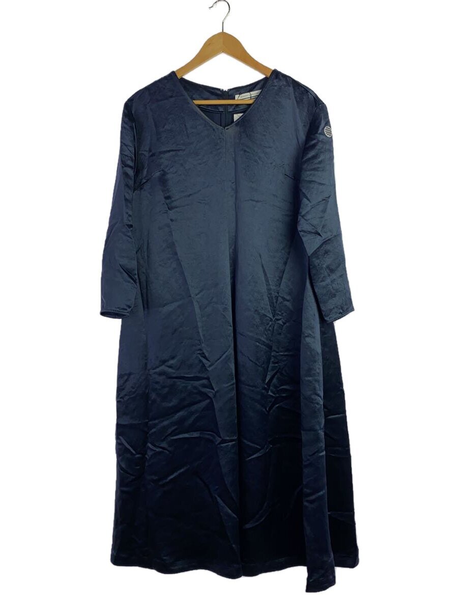 BORDRES at BALCONY◆GLOSS SATIN DRESS/36/アセテート/ネイビー/BD2121-3E-36