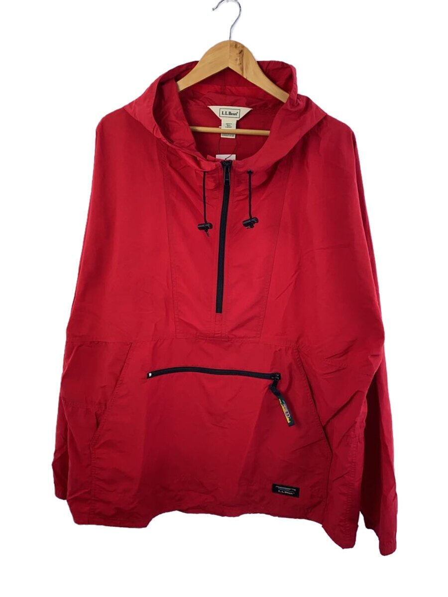 L.L.Bean◆70s~80s/アノラックパーカー/ナイロンジャケット/L/ナイロン/RED/無地