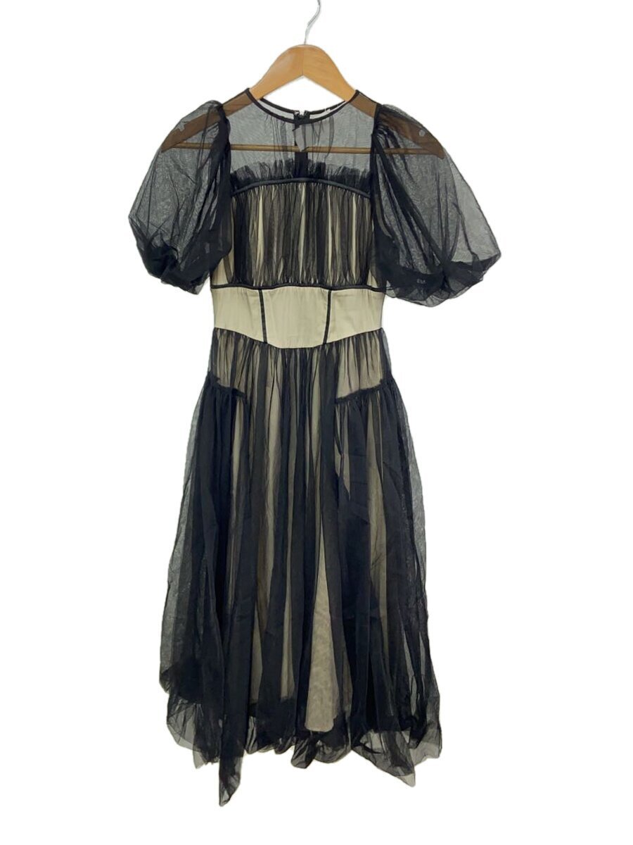 Lily Brown◆24SS/ボリュームチュールドレス/半袖ワンピース/0/ナイロン/BLK/無地/LWFO241117