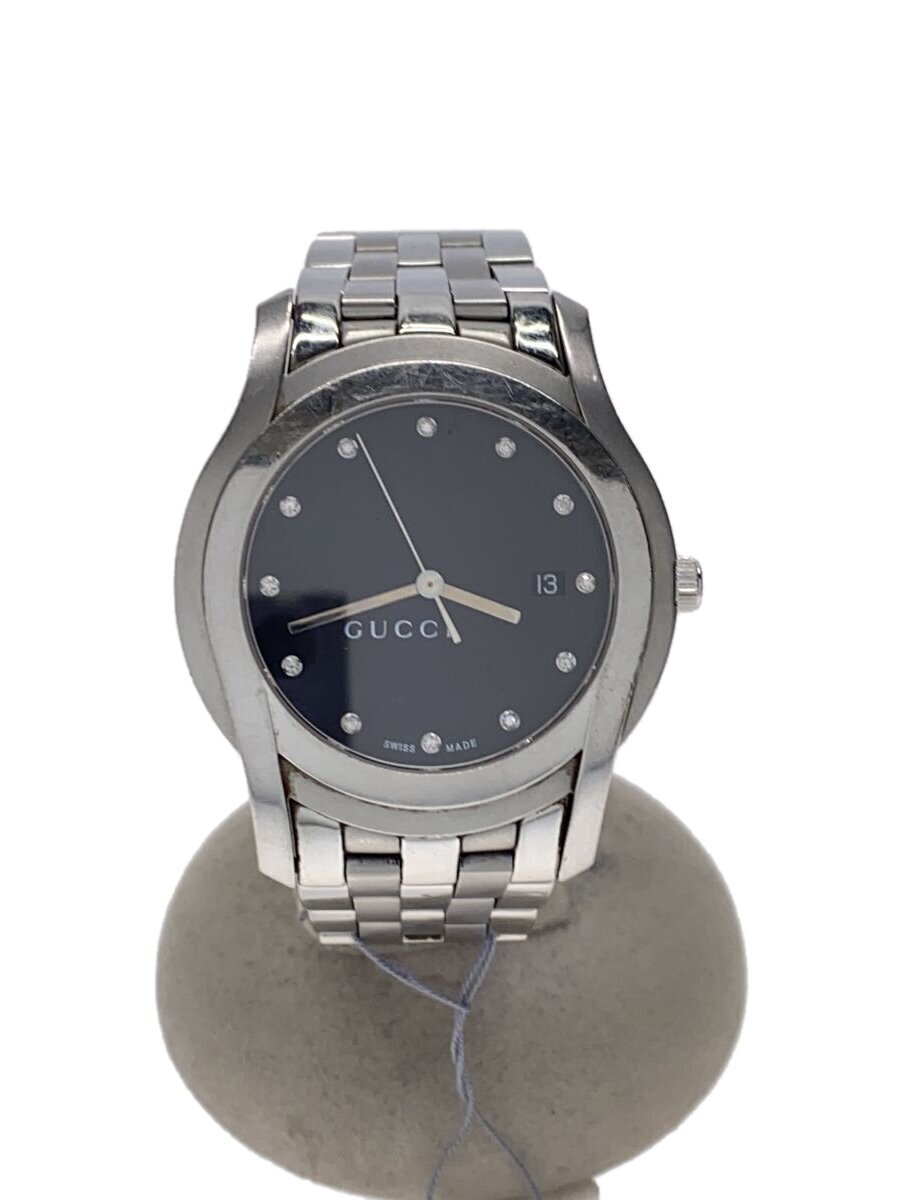 GUCCI 5500XL Analog Quartz Watch White Dial SS Round Case