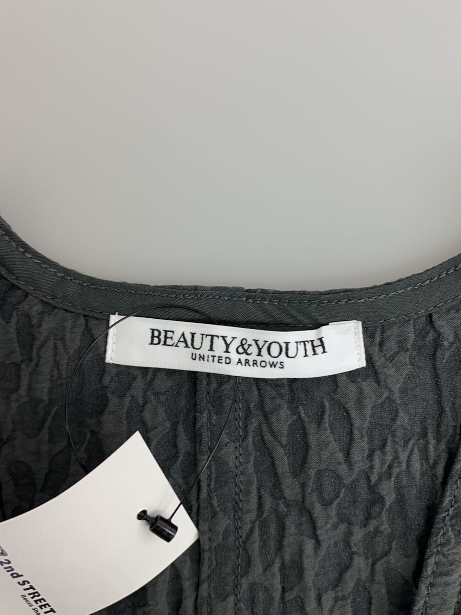 BEAUTY&YOUTH UNITED ARROWS◆ジャカードVネックワンピース/S/コットン/GRY/総柄/1626-137-4403 BEAUTY&YOUTH UNITED ARROWS◆ジャカードVネックワンピース/S/コットン/GRY/総柄/1626-137-4403