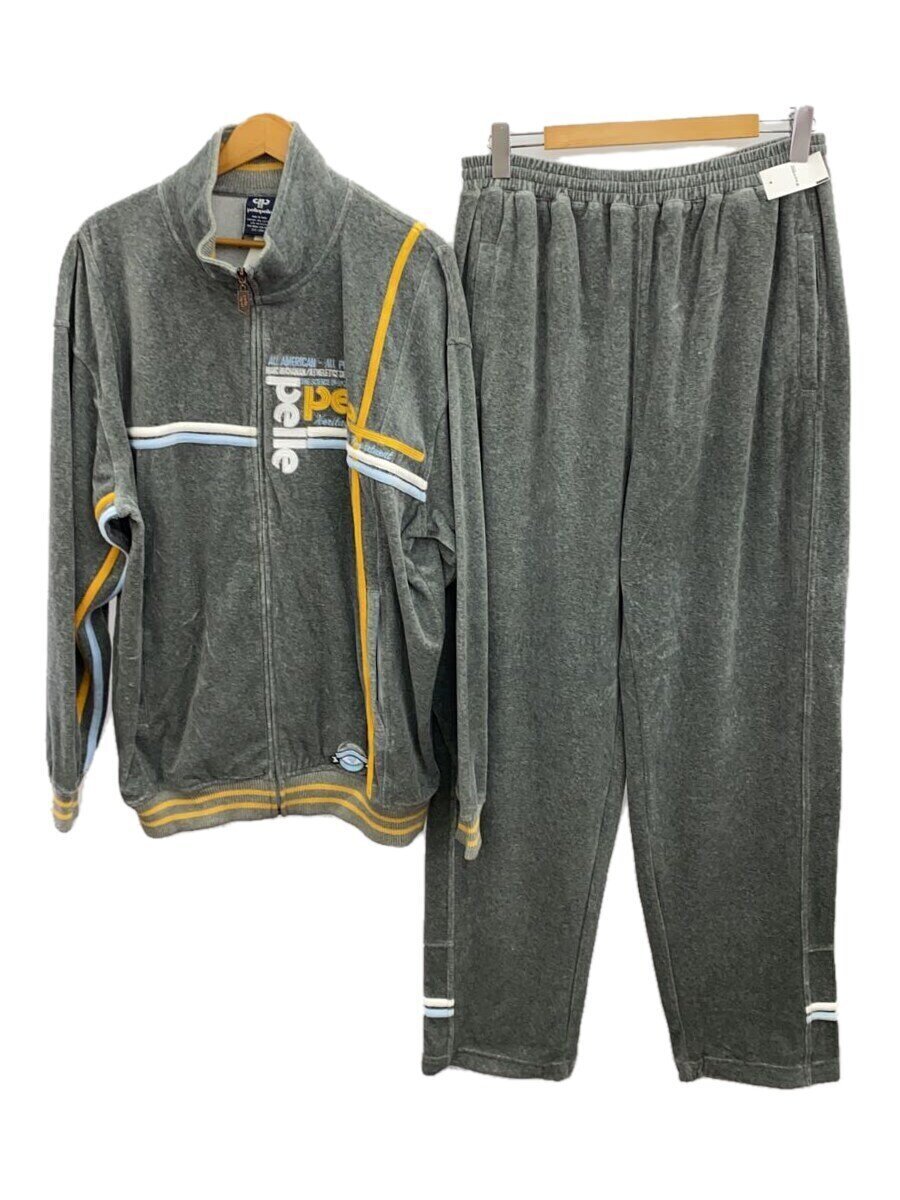 Pelle Pelle◆90s/トラックジャケット/パンツ/セットアップ/L/ポリエステル/GRY/無地