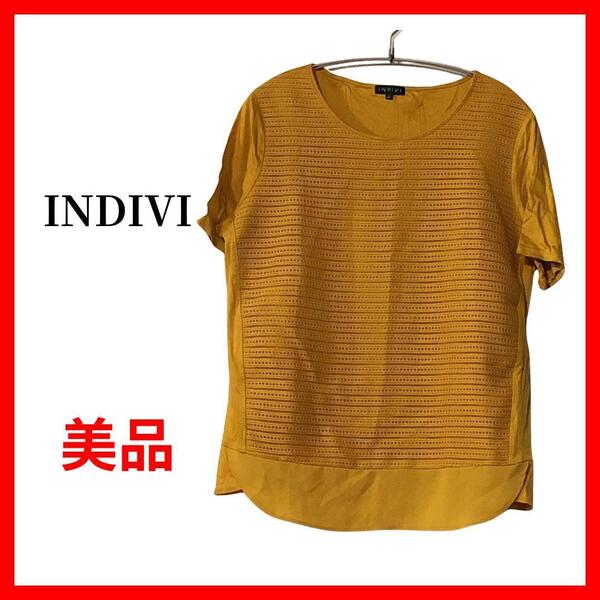 INDIVI インディヴィ ブラウス メッシュ 半袖 Tシャツ レディース B666