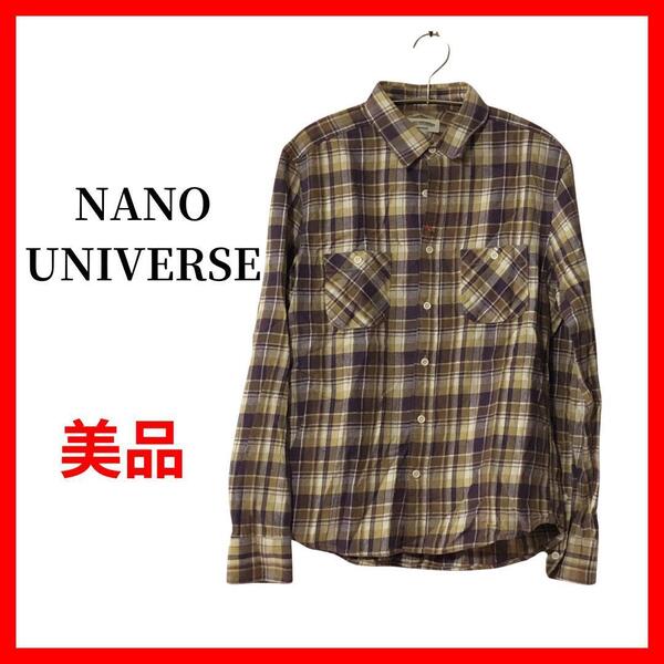 ナノ・ユニバース NANOUNIVERSE チェックシャツ Lサイズ B840