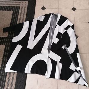 美品 GRACE CONTINENTAL グレースコンチネンタル Diagram ダイアグラム ロゴニットポンチョ ブラック×ホワイト 黒×白 36 定価31900円