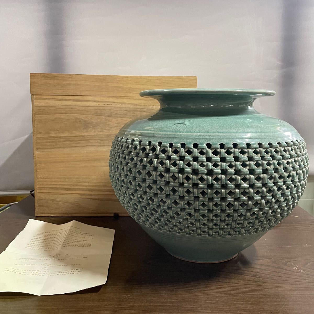 Yahoo!オークション -「青磁 花瓶 透かし」(陶芸) (工芸品)の Yahoo!オークション -「青磁 花瓶 透かし」(陶芸) (工芸品)の