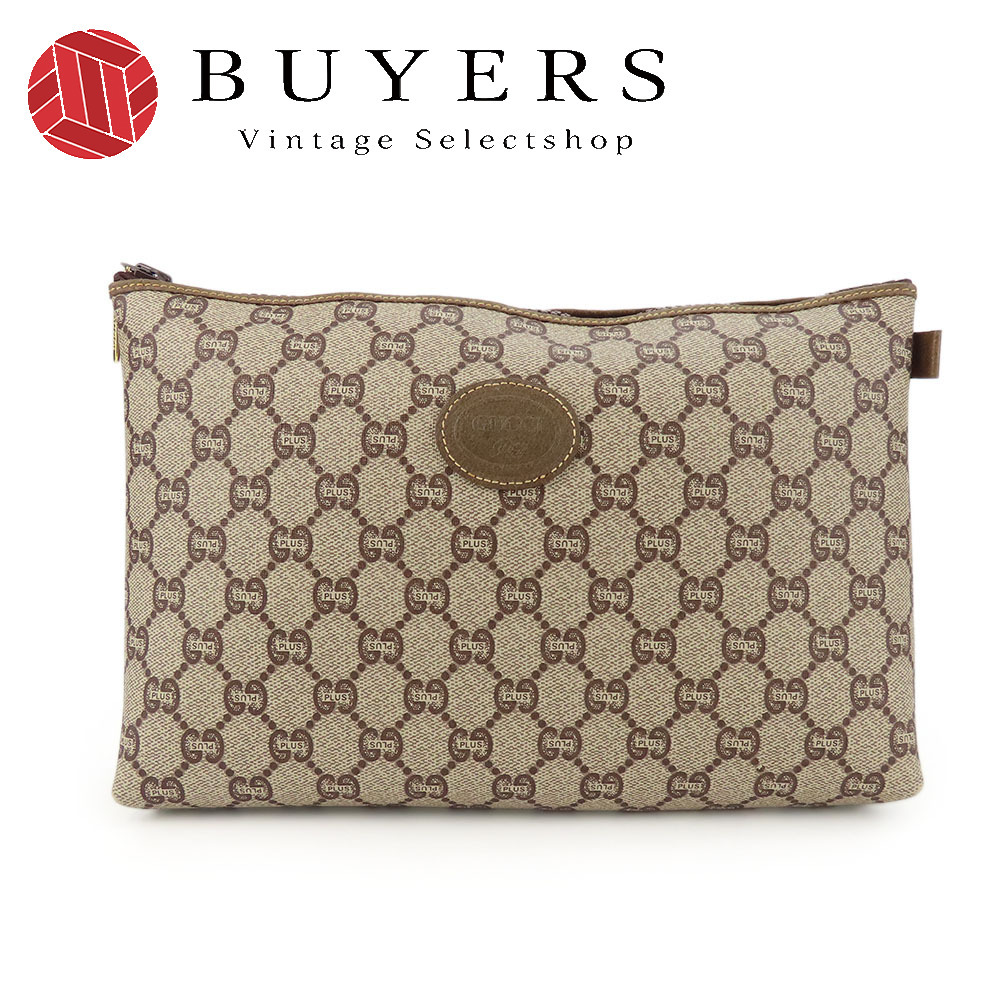 GUCCI プラス クラッチ ポーチ GUCCI プラス クラッチ ポーチ GUCCI PVC×レザーGGプラス
