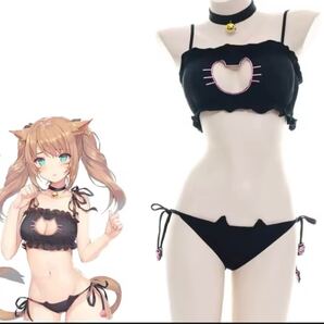 セクシーランジェリー 黒 キャットコスプレ マイクロビキニ 悩殺 コスプレ 例の下着 童貞を殺す スプリングセール