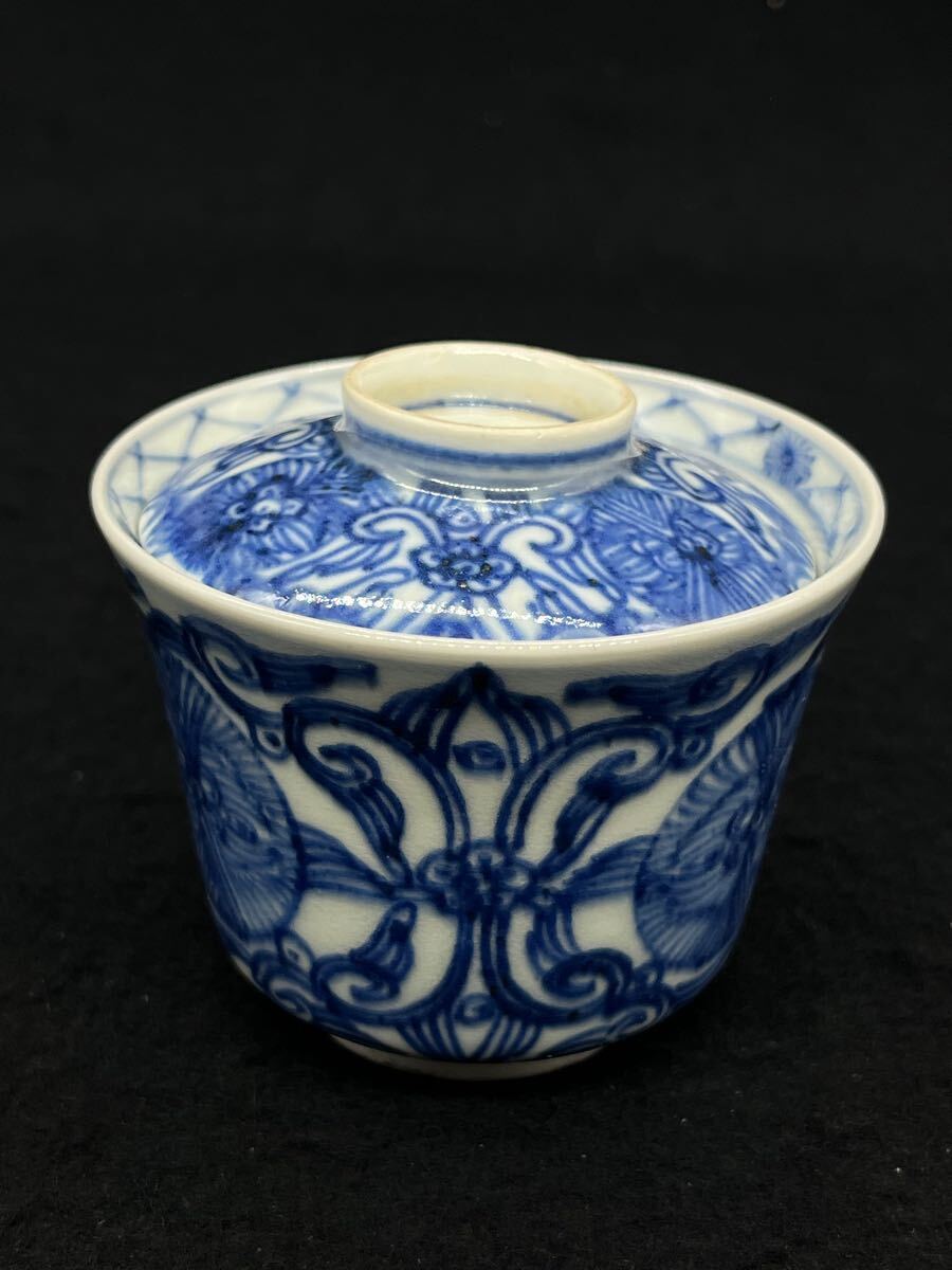 中国美術 古染付 青華 唐草模様 乾隆年製 5客 くらわんか 向付 中国美術 古染付 青華 唐草模様 乾隆年製 5客 くらわんか 向付