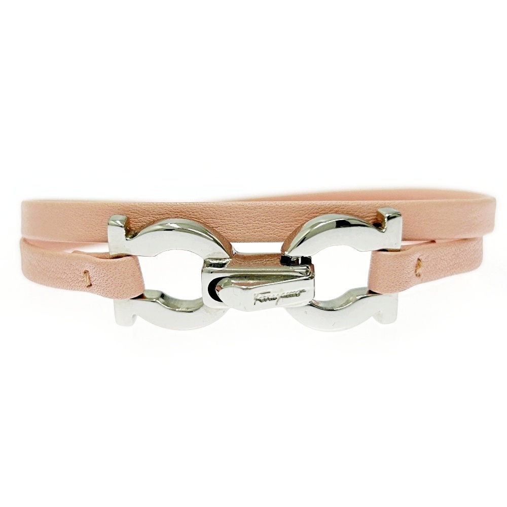 【箱付き】 Salvatore Ferragamo サルヴァトーレフェラガモ レザー メタル ガンチーニ ブレスレット チョーカー 354256 ブレスレット