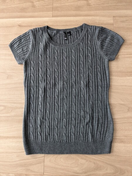 H&M 半袖 ニット セーター トップス グレー 38サイズ
