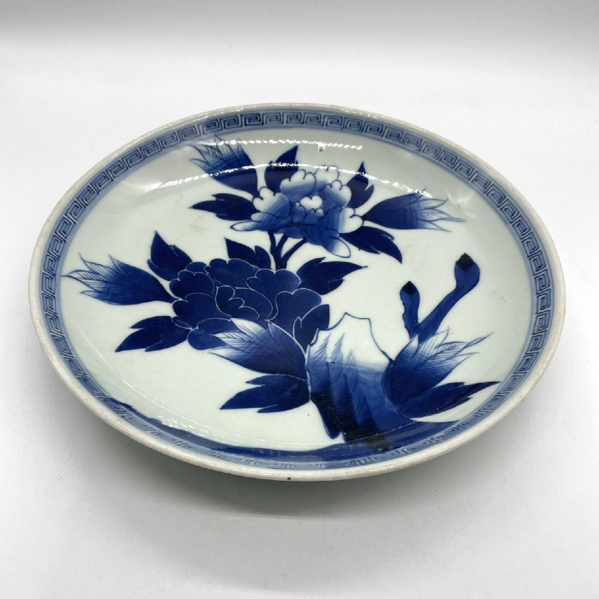 アンティーク染付大皿時代物 大正時代アンティーク和骨董取り皿 染付き手描き