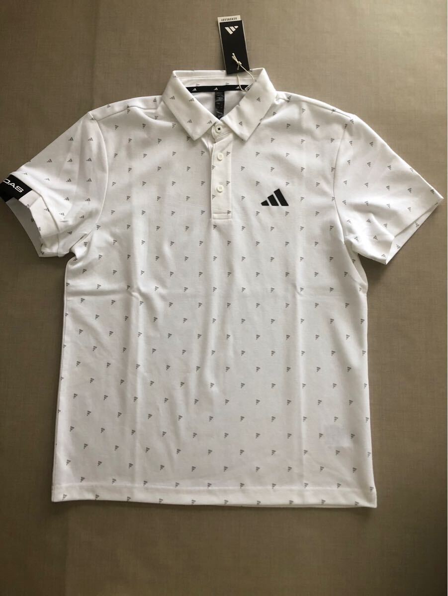 送料無料◆新品◆adidas GOLF ロゴモノグラムプリント 半袖ボタンダウンシャツ◆(M)◆NMJ24 (HT6837) ◆アディダス ゴルフ