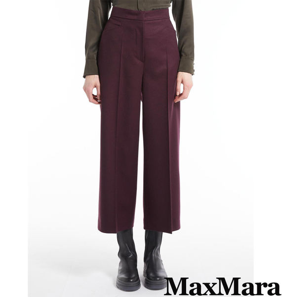新品58%OFF マックスマーラ Max Mara ワイドクロップドパンツ ワインパープル 38サイズ 【送料無料】