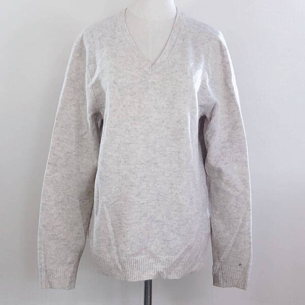 YZ0432 UNIQLO ユニクロ レディース トップス ニット セーター 長袖 Lサイズ グレー 灰 オフホワイト 白 毛100% シンプル ナチュラル 秋冬