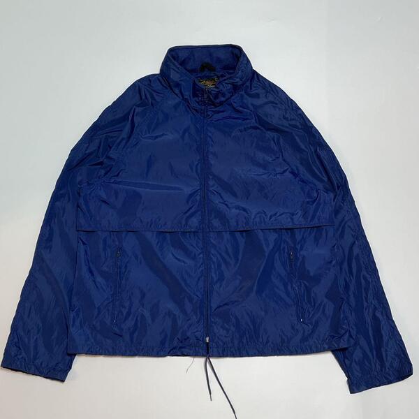 80's Eddie Bauer エディーバウアー ナイロンジャケット XL 紺 ネイビー 無地 80年代ヴィンテージ 黒タグ HTK5271