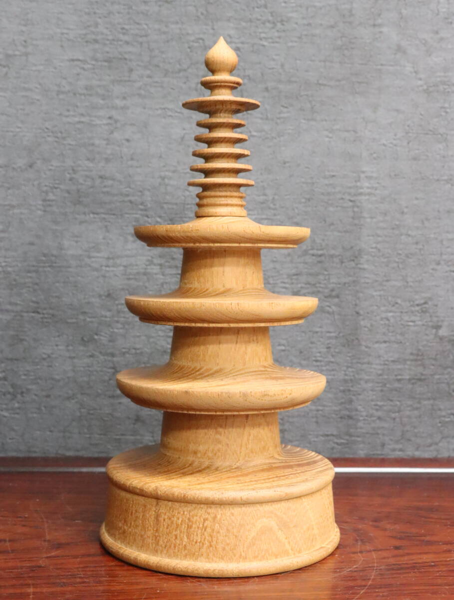 仏教美術 壷阪山南法華寺古材 木彫 百万塔 共箱 M R4566C