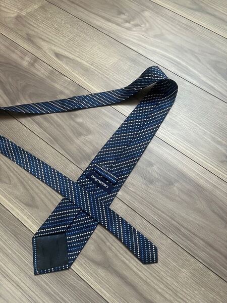 1円スタート 美品 AOYAMA 青山 パーソンズ ネクタイ ネイビー ストライプ ダーク ブリティッシュ クラシック 百貨店 高級感