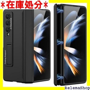 Galaxy Z Fold4 ケース ガラスフィルム付 ンズ保護 おしゃれ 人気 ストラップ穴付き ・ ブラック 849