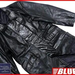 即決★on the world.inc★メンズM レザーロングコート オンザワールド 黒 ブラック 本革 ジャケット 本皮 ビジネス ステンカラー 革ジャン