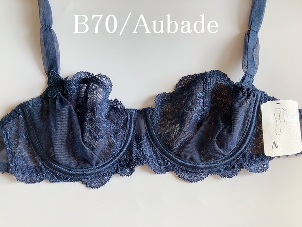 B70☆Aubade オーバドゥ 高級海外ランジェリー ブラ ブルー