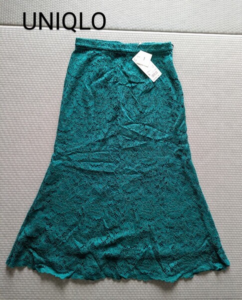 新品 タグ付き UNIQLO レースフレアスカート 未使用 ユニクロ 花モチーフ Sサイズ