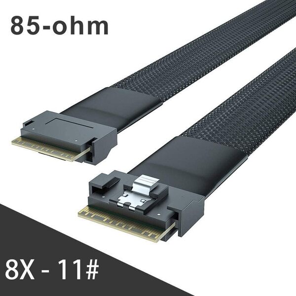 10Gtek 24G 内部 Slim SAS SFF-8654 to SFF-8654 8i ケーブル、PCIE 4.0、85オーム、0.75m