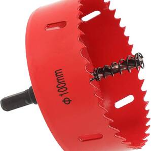 ETHZZLE 穴オープナー 高速カッター 鋸切断ツール ホールソーオープナー プライメタルオープナー穴あけ工具 M42バイメタル 赤 100mm