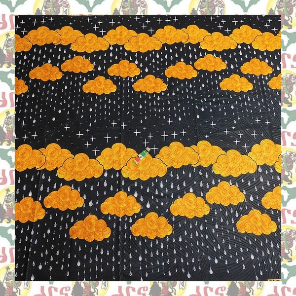 【SALE/270cm x 110cm/3ヤード】アフリカンプリント生地 barg-q67 アフリカ布 アフリカ生地 ゴールドプリント アンカラ キテンゲ パーニュ
