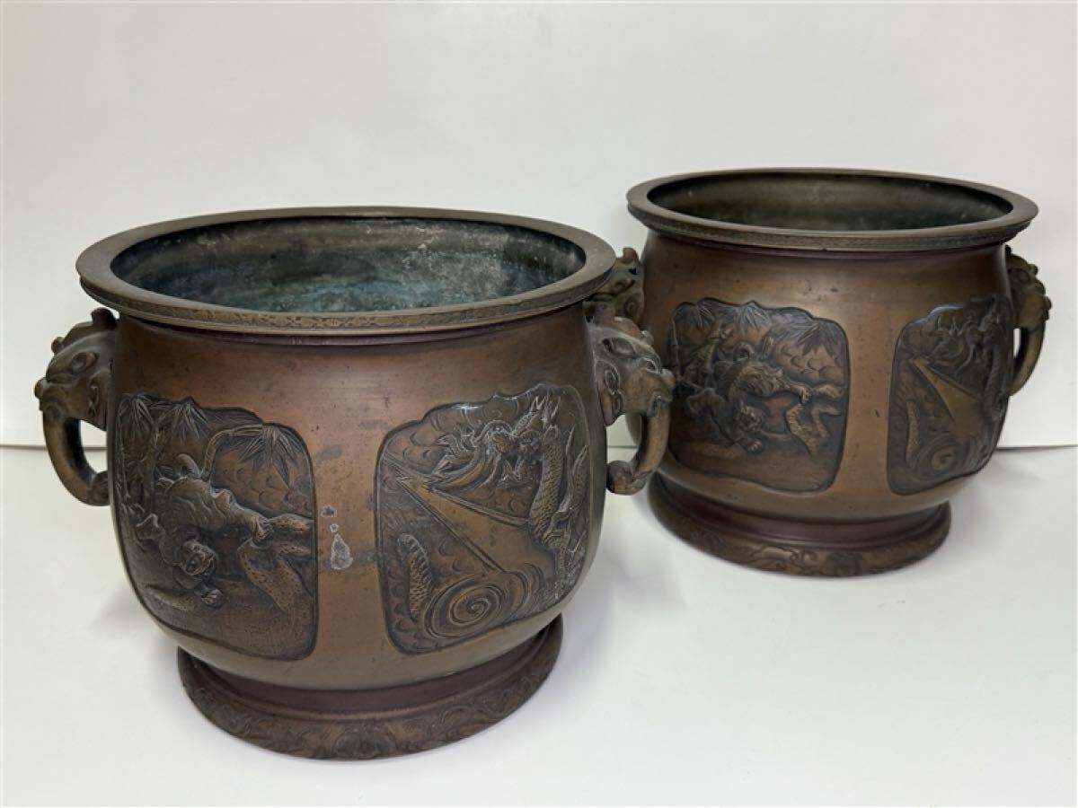 大明宣徳年製 中国美術 煎茶道具 唐銅 火鉢 瓶掛け 麒麟 亀 古 大明宣徳年製 中国美術 煎茶道具 唐銅 火鉢 瓶掛け 麒麟 亀 古