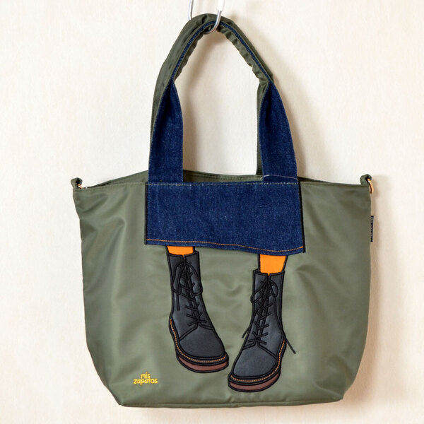 新品☆トートバッグ ナイロン ハイカットブーツ A4サイズ レディース バッグ オシャレ mis zapatos(ミスサパト)/カーキ/B7390