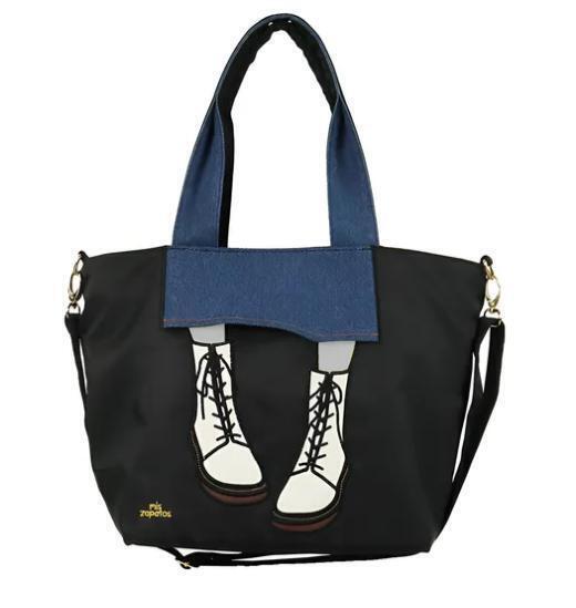 新品☆トートバッグ ナイロン ハイカットブーツ A4サイズ レディース バッグ オシャレ mis zapatos(ミスサパト)/ブラック/B7390