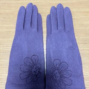 新品 暖かい手袋 紫 パープル 花柄 グローブ 防風 買い物 クリスマス 花刺繍 誕生日