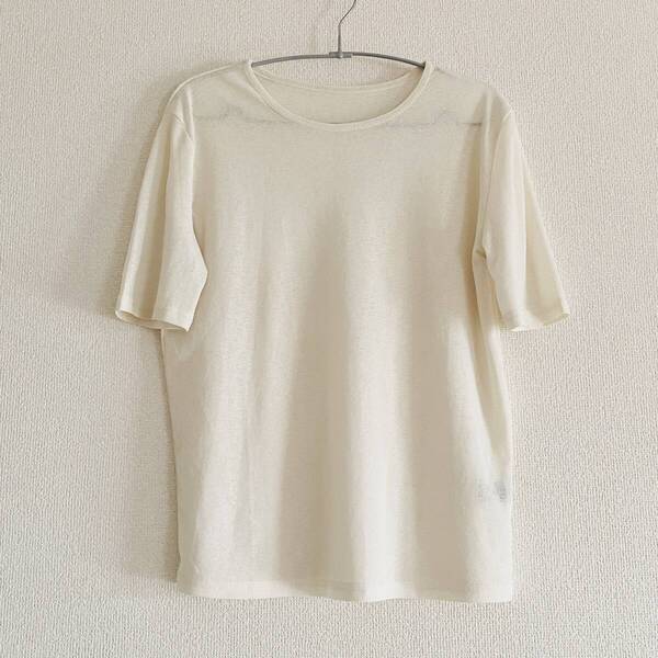 KHARIS・ANGEL Uネック カットソー アイボリー M カリスエンジェル レーヨン スパンデックス TEE Tシャツ トップス tp2201-3166