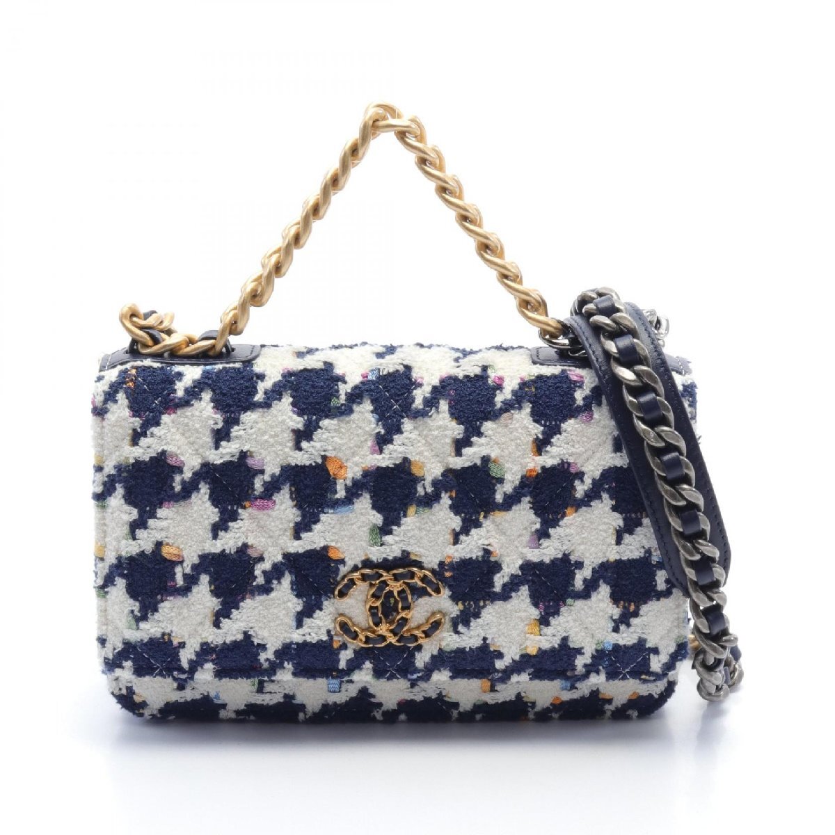 シャネル ブランドオフ CHANEL レザー ショルダーバッグ ツイード 中古 レディース
