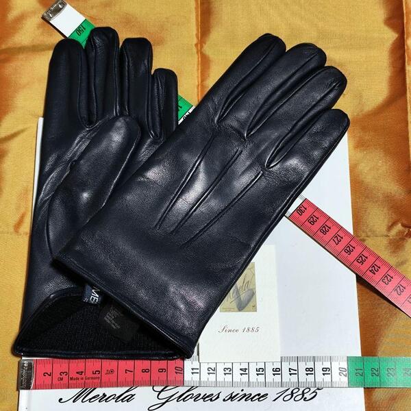 メローラ ナッパ紺 カシミア黒 グローブ 革手袋 MEROLA